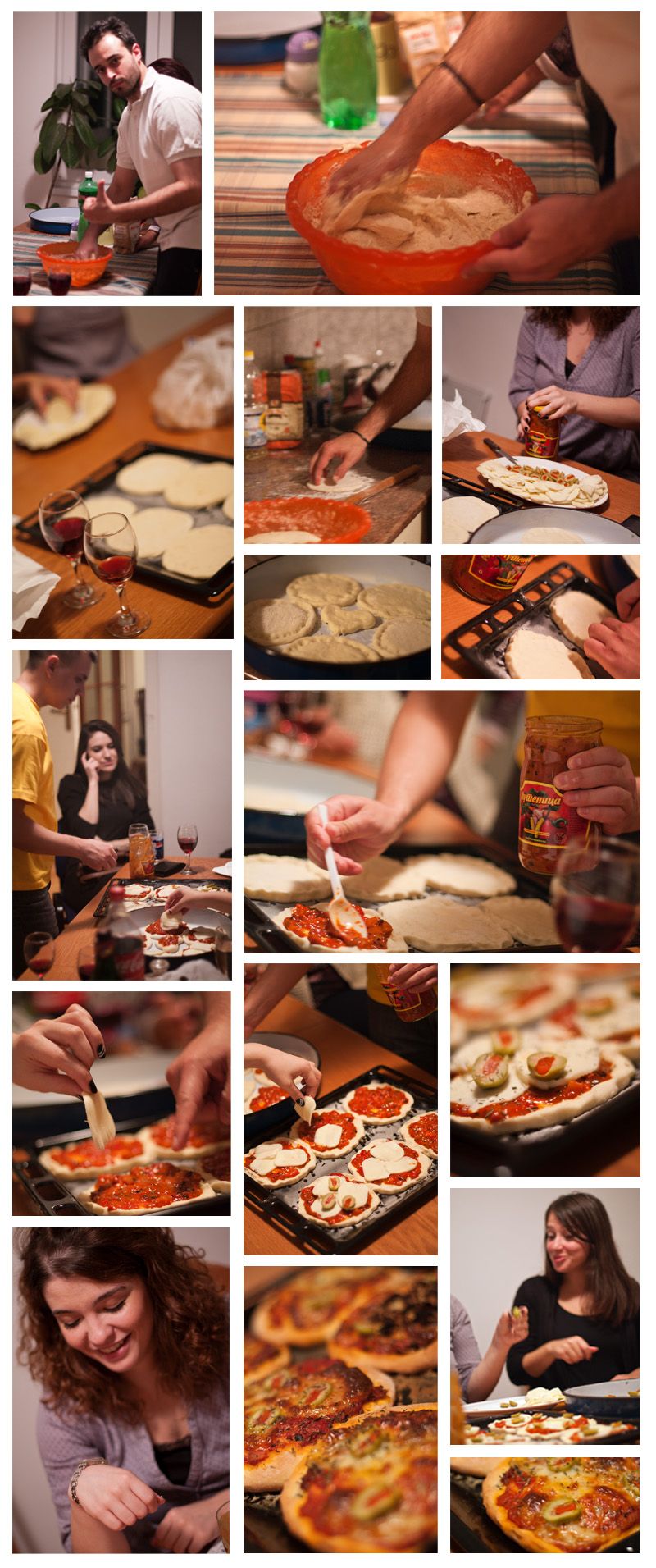 the making of mini pizzas